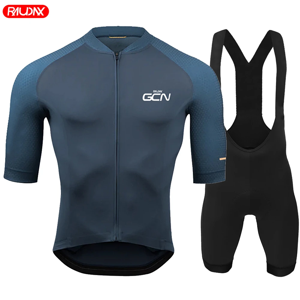 Raudax Gcn Men Short Sleeve Jersey Sets Ropa Ciclismo Hombre Summer Cycling Clothing Set Triathlon Bib Shorts Suit Bike Uniform