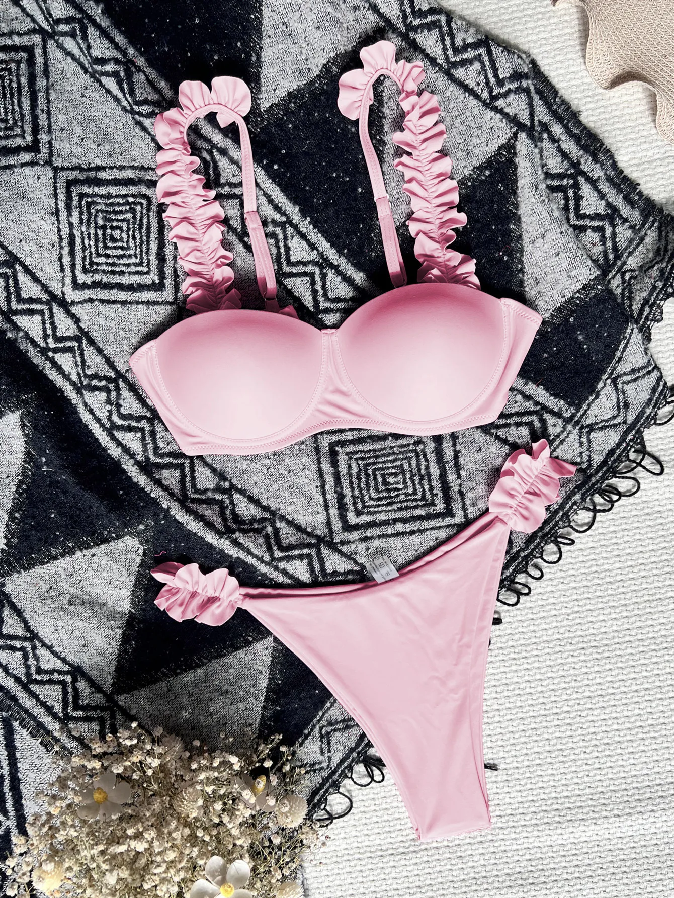 Conjunto de Bikini de playa para mujer, bañador Sexy de dos piezas, traje de baño triangular, Bikini brasileño