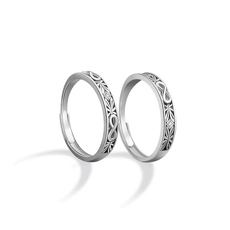 

European S925 Sterling Silver Wireless Infinite symbol Size Couple Ring, Men's And Women's Engagement Valentine's Day Gift