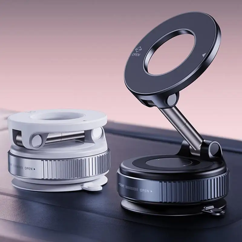 

Strong Magnetic Car Phone Holder Foldable Design 360 degree Adjustable Vacuum Mount for Car/Desk/Bathroom/Universal Use