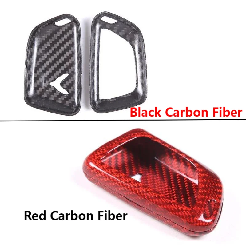 Two Different Colors of Car Remote Key Decorative Cover Protection Cap Real Carbon Fiber Fit For Corvette C8 Auto Accessories