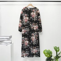 Robes musulmanes femmes robes Maxi Mujer robes femme robes amples à manches longues imprimé fleuri Robe décontractée Robe longue 5