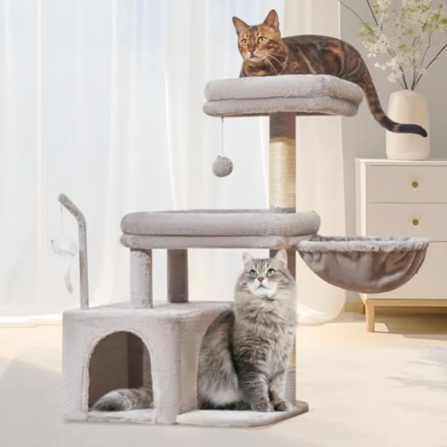 

Кошачья лежанка-когтеточка 32,2 дюйма для домашних кошек, кошачий домик с большой площадкой для отдыха, просторная кошачья пещера, когтеточка для маленьких и средних кошек