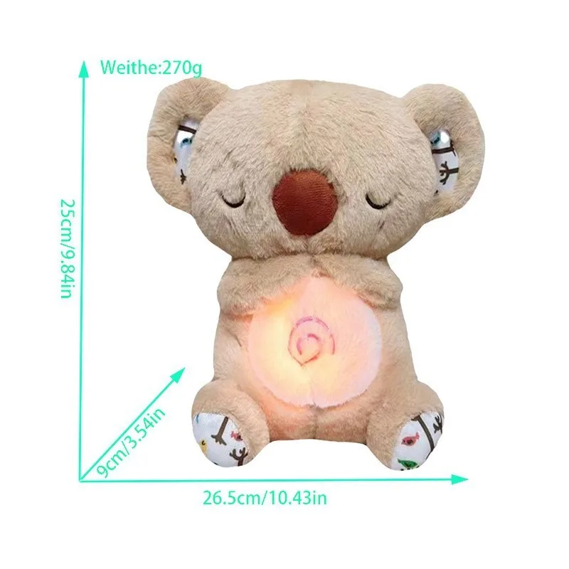 Musical Animal Plush Toys with Realistic Breathing Rhythmic Music and Lights Soft Stuffed Dolls Anxiety Relief Gifts for Girls