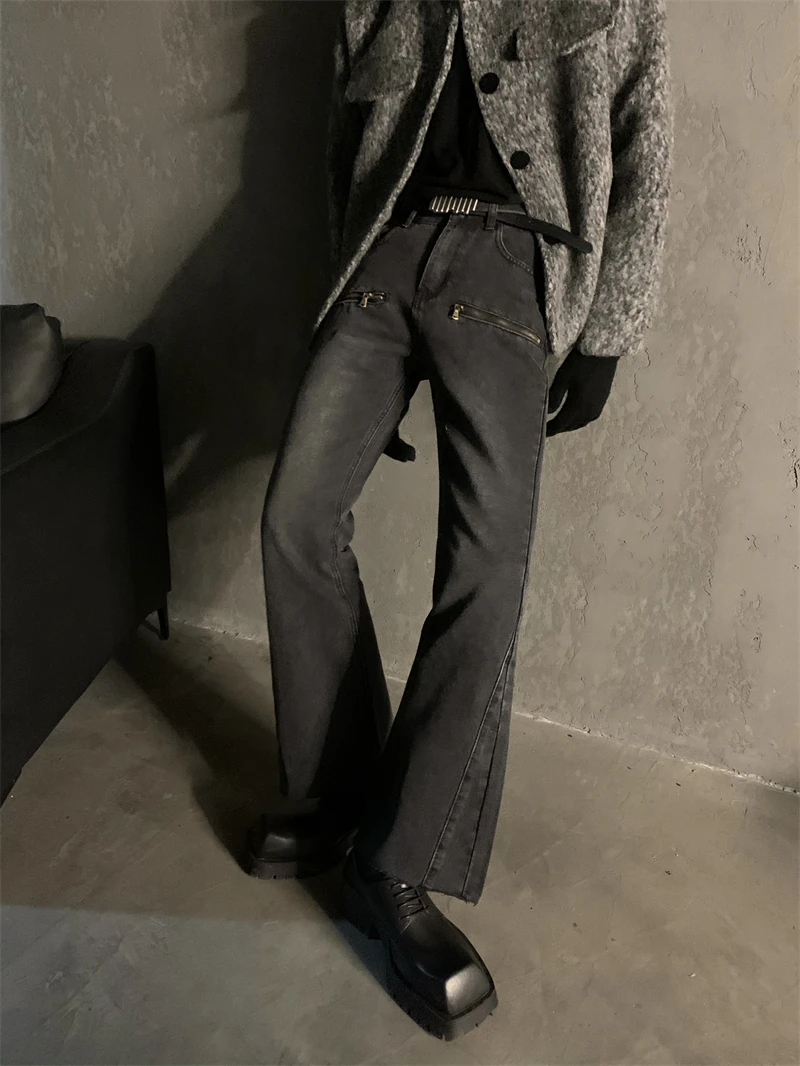 

Bla 3D Джинсы на заказ Мужские модные облегающие прямые повседневные длинные брюки Bell Bot Джинсовый дизайн с двойной молнией и высокой талией