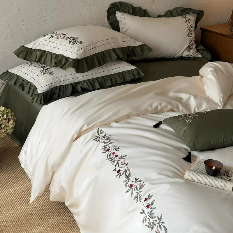 New Arrival 100S High‑Count Pure Cotton Four‑Piece Bedding Set  Embroidered ‑Style Xinjiang LongStaple Cotton All‑Season Bedding