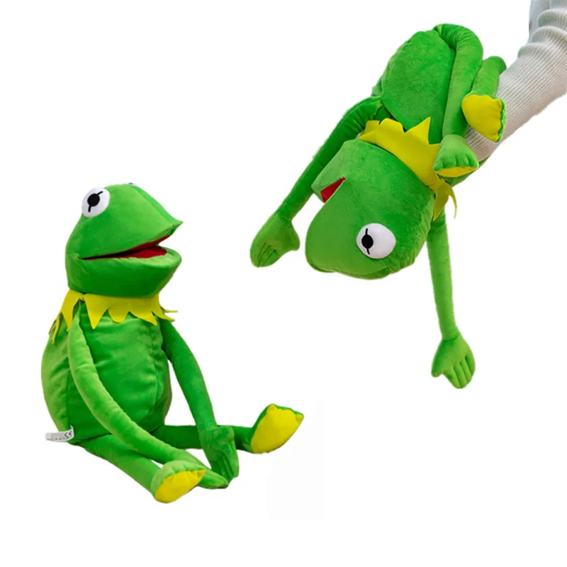 Zabawna pluszowa lalka na rękę Żaba Kermit, ciekawa pluszowa zabawka w kształcie żaby, rekwizyty na występy wiatryskowców i imprezy.
