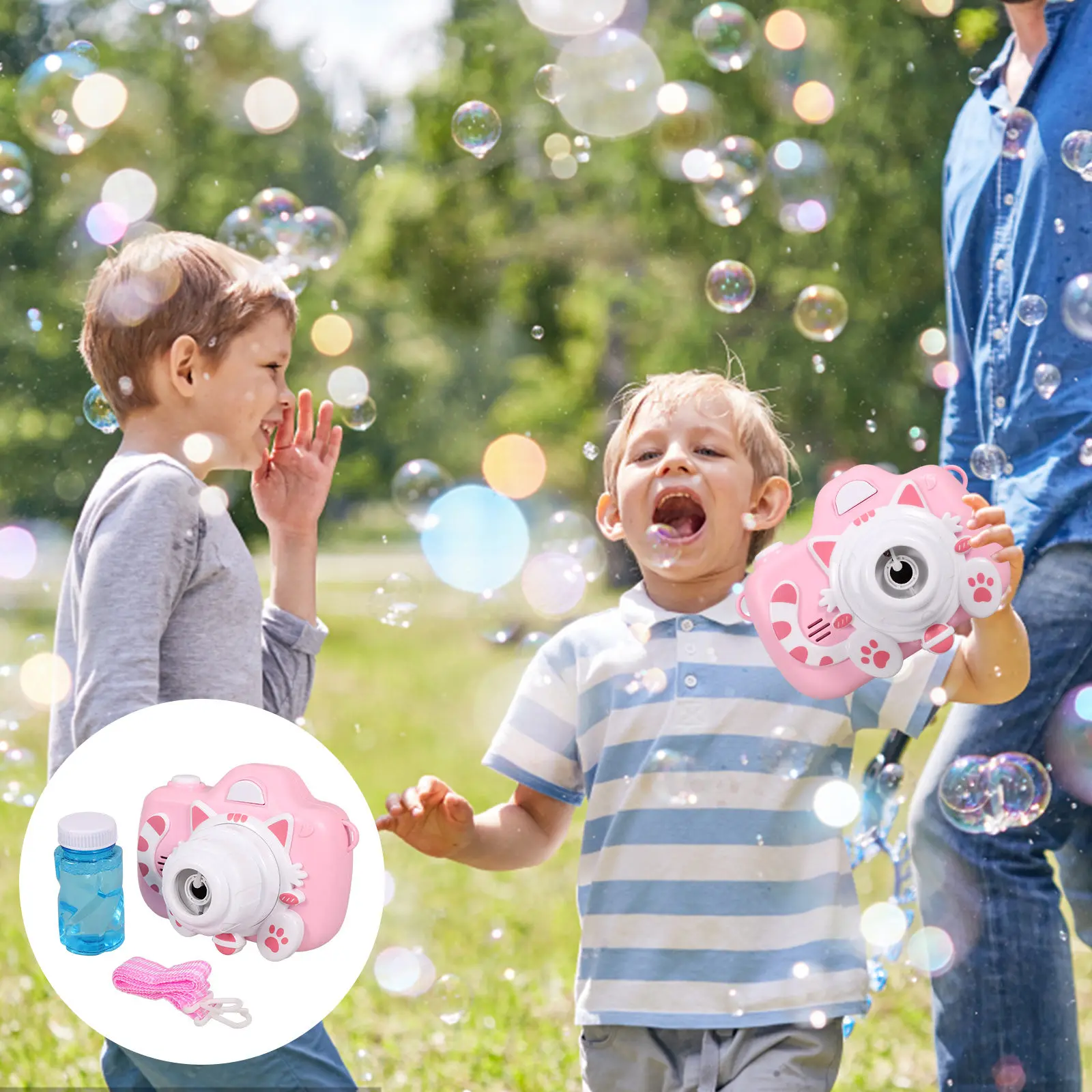 

Набор из 1 шт. Автоматическая камера-генератор мыльных пузырей для детей, для игр в помещении и на улице, интерактивный подарок, розовый