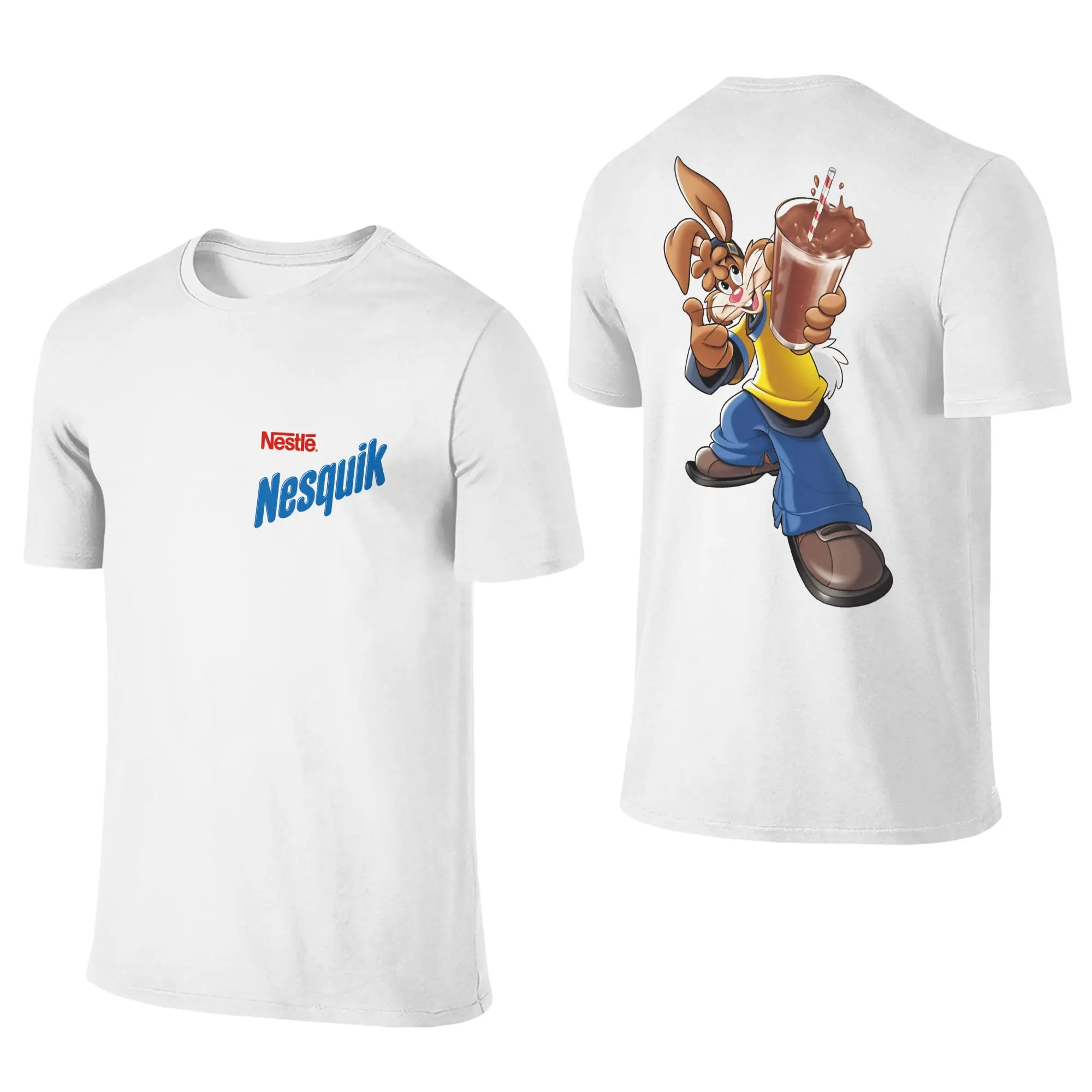 Camiseta para hombre y mujer, camisetas con estampado de chocolate y leche Nesquik, camiseta de playa a la moda, estampado estético, ropa 100 de algodón, Idea de regalo