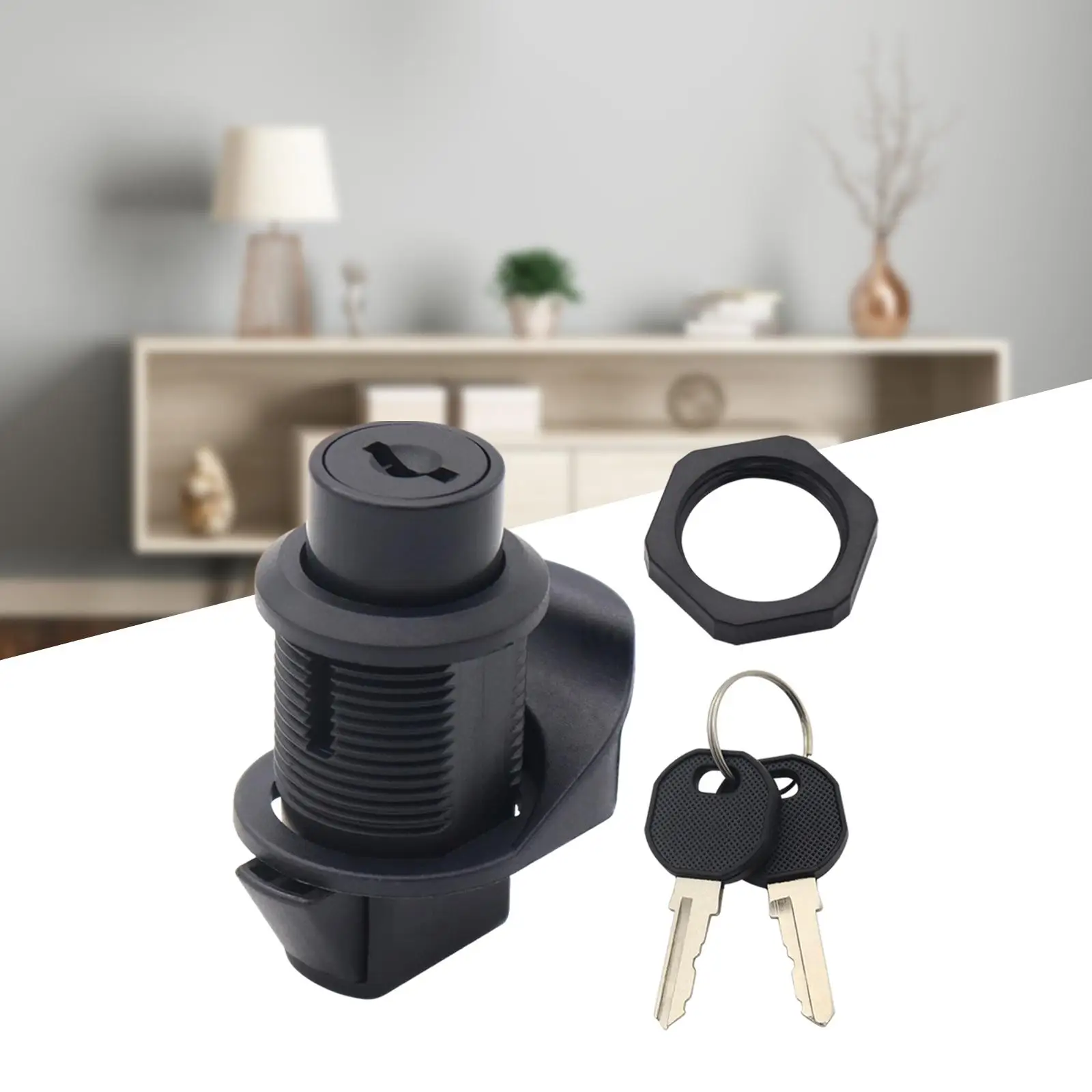 

RV Paddle Entry Door Lock Latch with 2 Keys Cylinder Adjustable Durable Easy to Mount Cabin Door Lock for Rvs Camper Yacht