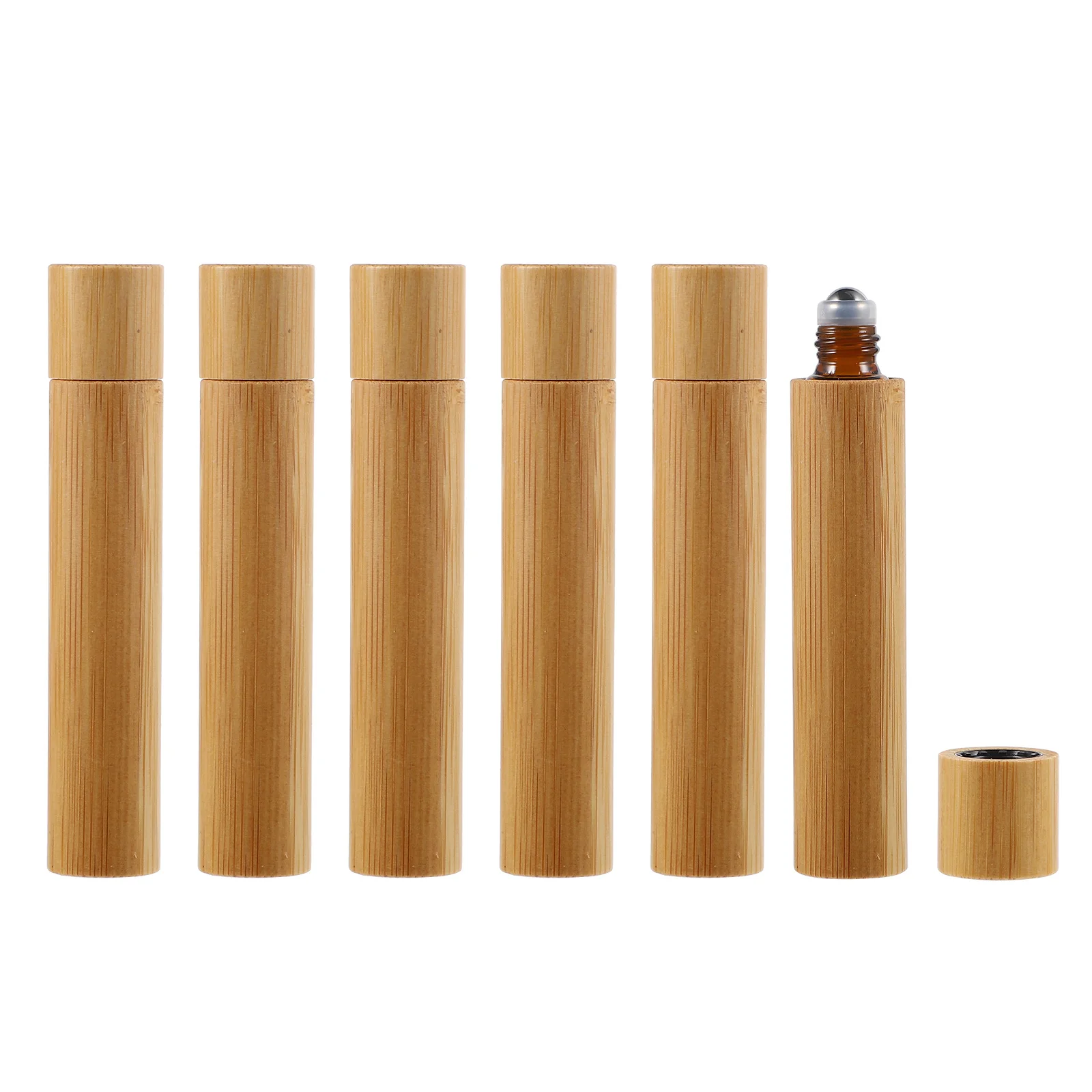 

6Pcs 10ml Bamboo Rollerball Bottle Leak-Proof Design Lightweight Aromatherapy Serum Eye Serum Portable Roll-on Bottles