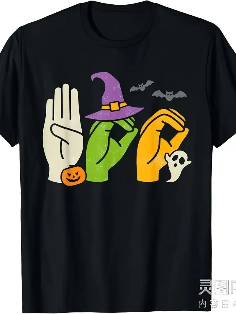 Boo Hands American Sign Language Pride Asl Humorous Unisex Tee Suitable For Both Men And Women 2025 Summer Short-Sleeve Printed