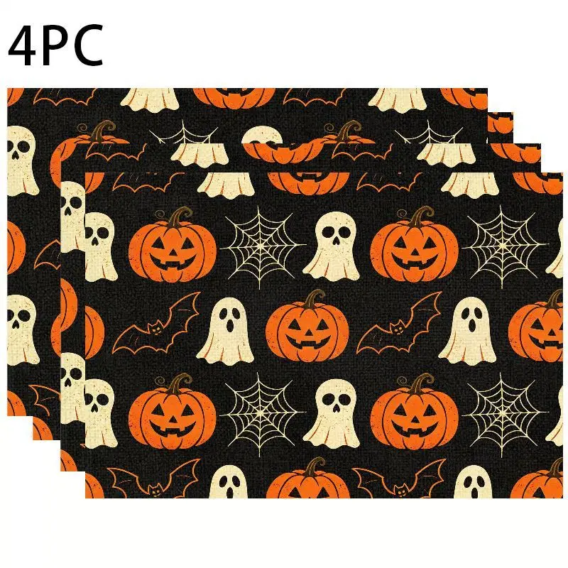 VIKAMA Halloween Party Placemat Cute Witch Ghost Holding Sign Table Mat for Dining Table