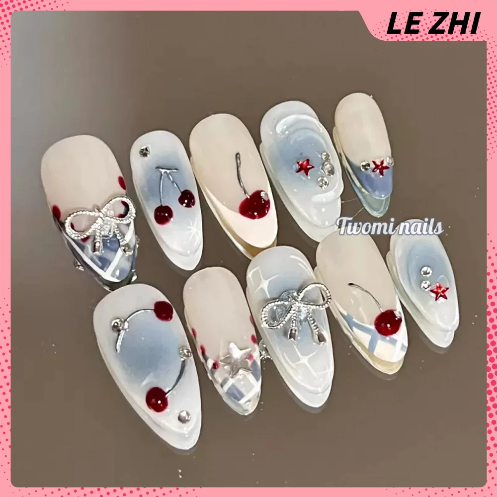 Temperament Nude Wearable Press On Nails Spice Girl Y2K Decoration Artifical Full Cover Nail Birthday Party Nail Stickers