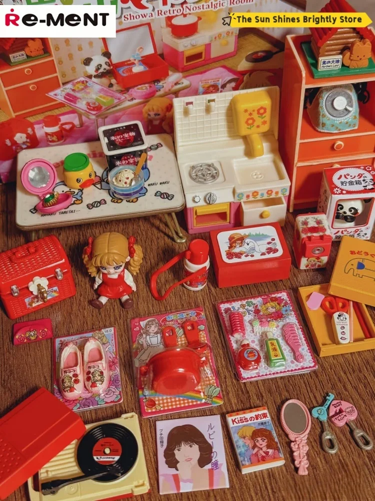 In Stock Re-Ment Genuine Showa Retro Memories My Room Miniature Scene Collecte Action Model Blind Box Surprise Gifts