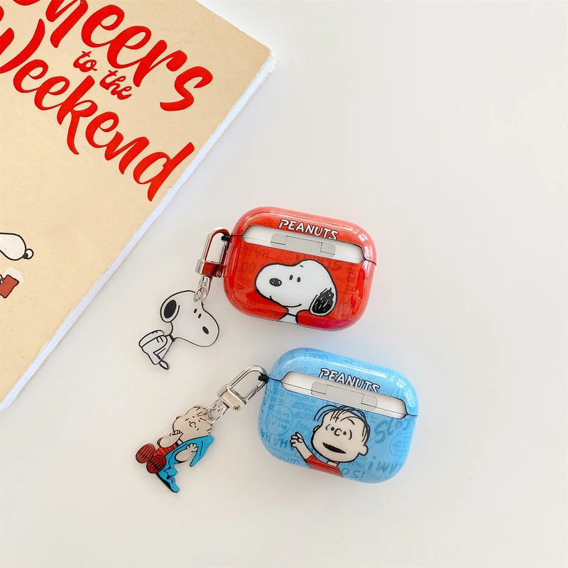 Cute Cartoon Snoopy Charlie Brown Lucy EarPhone Case For AirPods 1 2 3 Pro 2021 Wireless Bluetooth Headset Protective IMD Cover