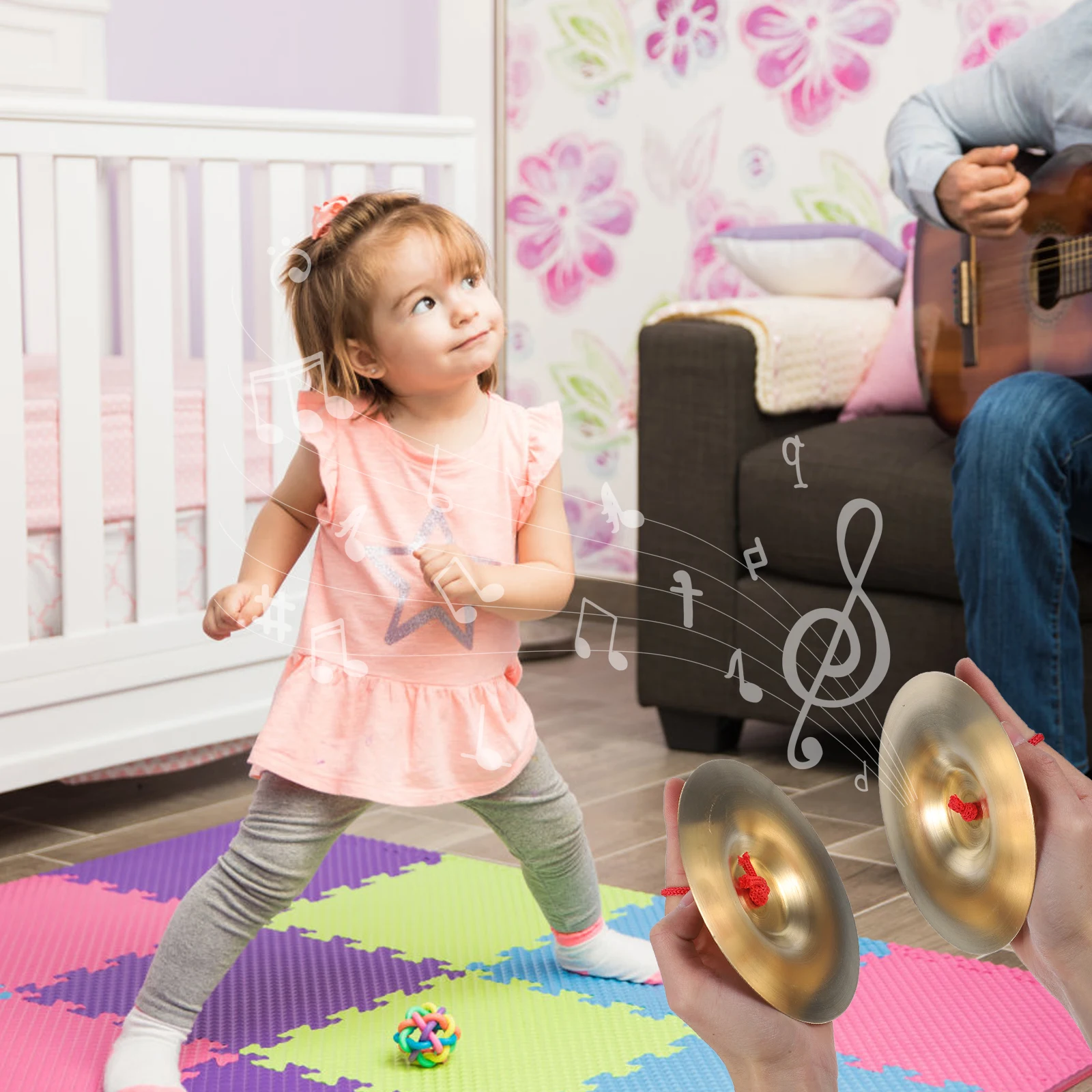 

Copper Cymbal Teaching Aids Music Instrument Percussion Cymbals Puzzle Musical Toys Golden for Kids Child