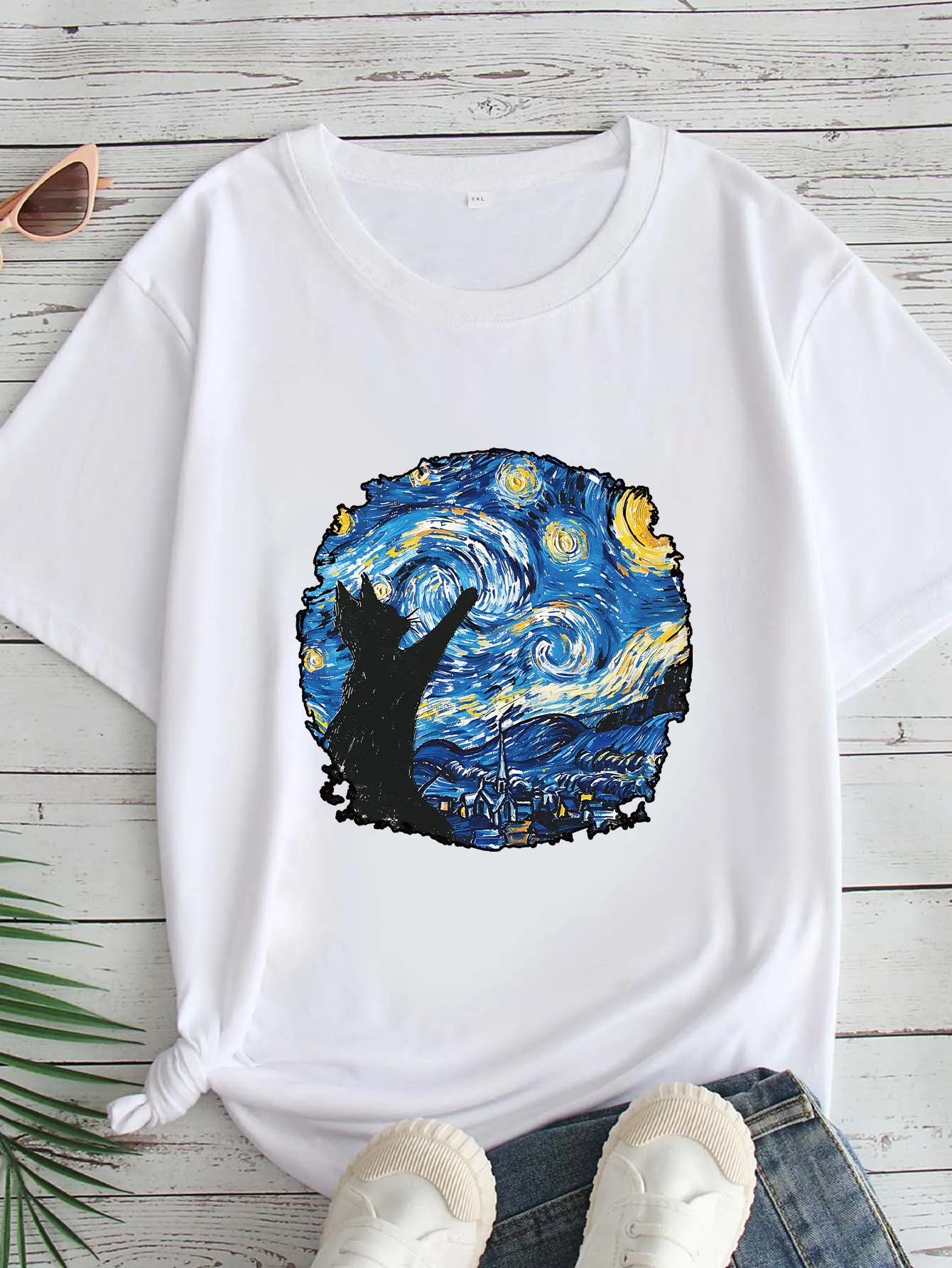 

Women's Large Size Printed round Neck Short Sleeve T-shirt 1-7XL Comfortable Casual Top in European Style