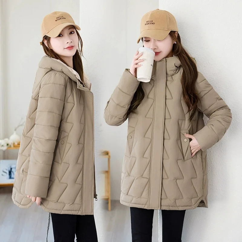 

New Winter Jacket Women Parkas Hooded Thicke Warm Cotton Padded Jacket Parka Loose Snow Mid Long Coat Female Outwear Overcoat