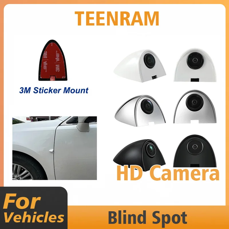 TEENRAM For Vehicles HD Side View Car Camera One Pair Night Vision Waterproof 80 Degree 3M Sticker Mount Rear Mirror Blind Spot