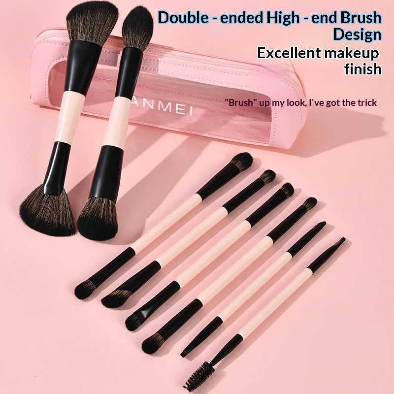 

Набор из 8 двусторонних кистей для макияжа, многофункциональные кисти для тональной основы, румян, контуринга и пудры, дорожный набор косметических инструментов
