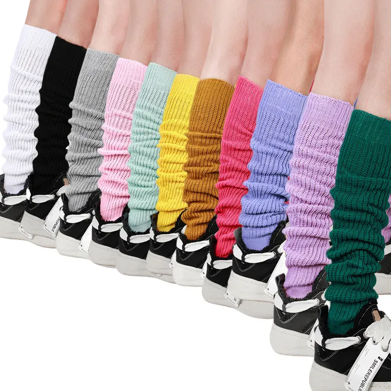 

Женские массивные носки с напуском 40/60/80 см, свободные носки, толстые вязаные носки в рубчик, удобные гетры до колена, осень-зима