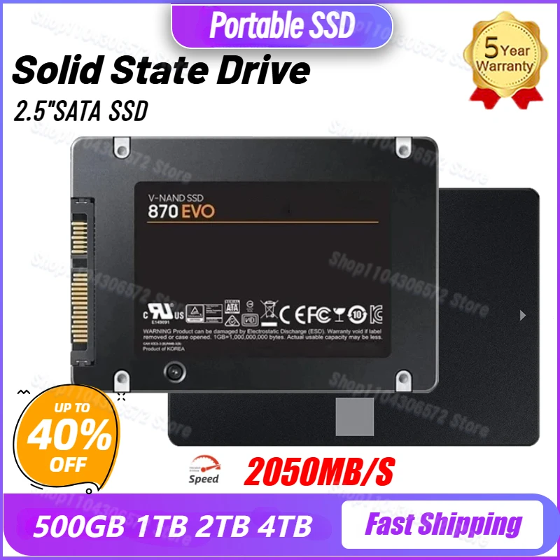 

New 870 EVO SSD 4TB 2TB 1TB Internal Solid State Drive Hard Disk 2.5 Inches Sata III SSD Hard Disk for Laptop PC Desktop PS5 PS4