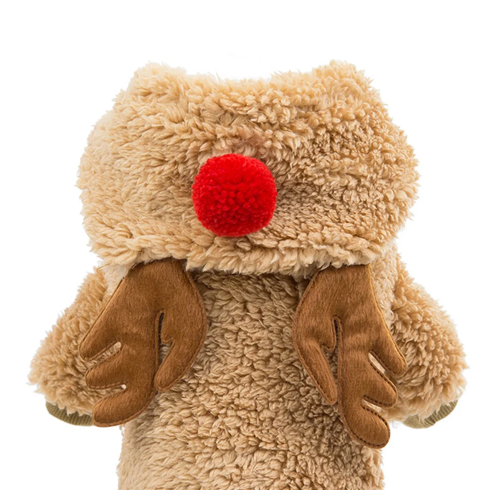 

Christmas Deer Small Dog Clothes Warm Coat Brown L Size Cotton Pet Winter Clothes Soft Comfortable for Walking Jogging