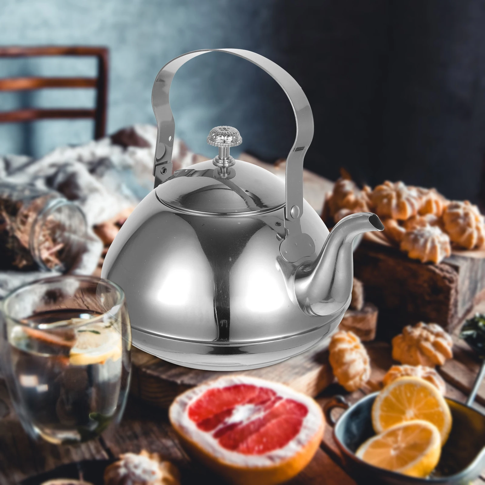 

Thickened Stainless Steel Teapot with Infuser Heat Resistant Handle Family Size for Kitchen Stovetop Household Tea Pot