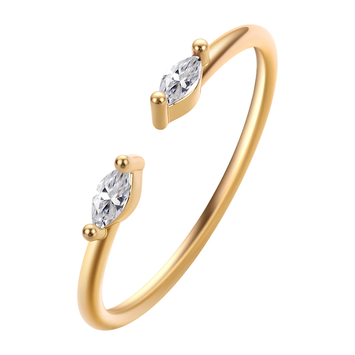 خاتم نسائي من حجر الزركون اللامع من كينيتيال قابل للتعديل للنساء لون ذهبي خاتم مجوهرات كريستالي أنيق للنساء #1