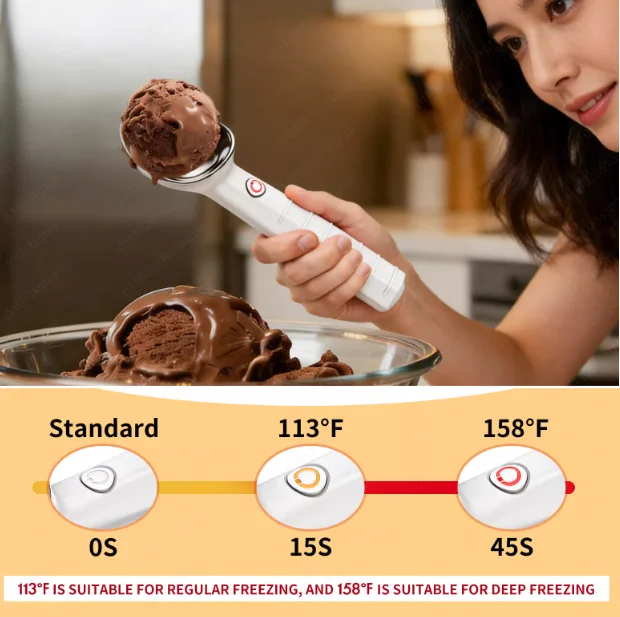 Stainless steel heating ice cream digging spoon Electric heating ice cream spoon Heating self-melting digging ball