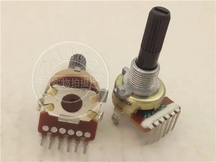 161 type vertical double balanced potentiometer MN100K with midpoint handle, including 25MM thread length, 6 pins