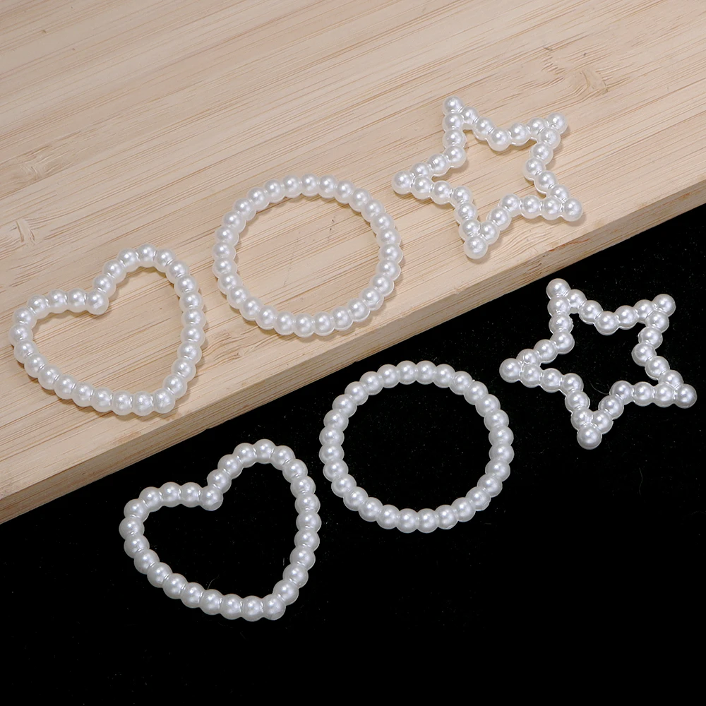 30 Stück/Lot ABS-Imitationsperlen, hohl, rund, Herz- und Sternform, lose Spacer-Perlen für DIY-Bastelarbeiten, Stifte, Schlüsselanhänger, Schmuckherstellung – Detail 6