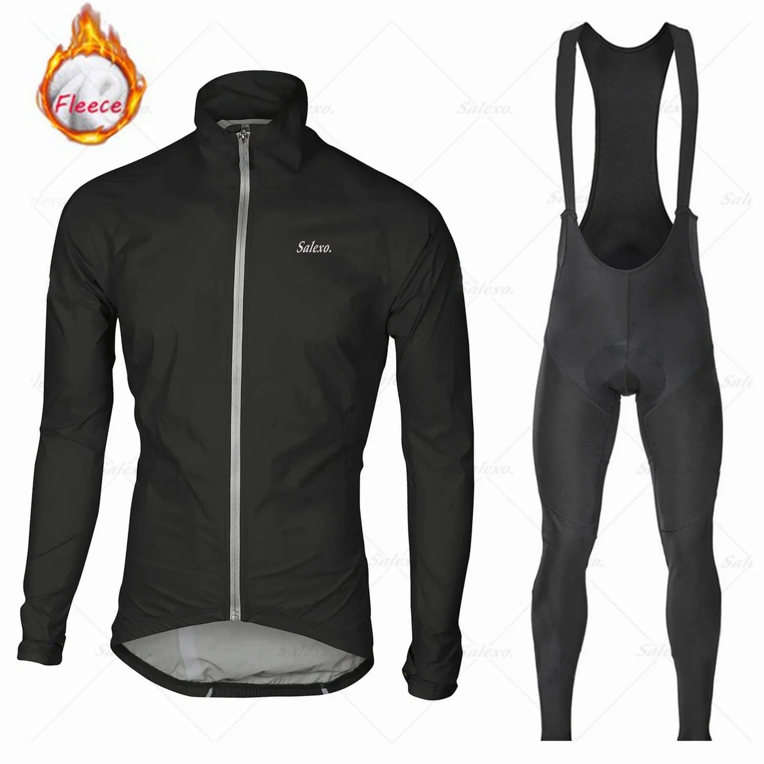 2023 Mens Black Cycling Clothing Winter Long Sleeve Cycling Jersey Set Thermal Fleece Outdoor Bike Clothes Ropa Maillot Ciclismo