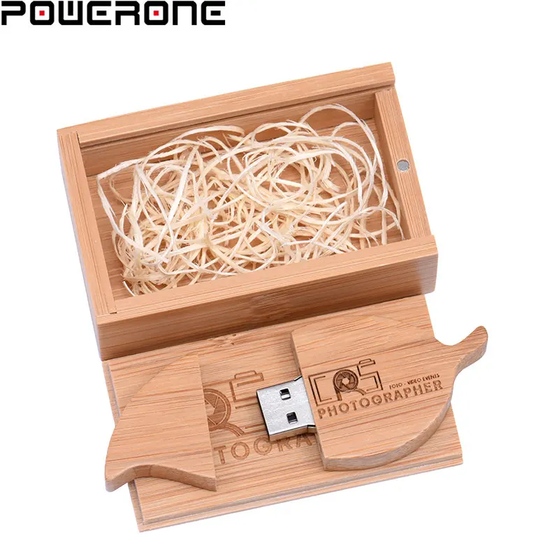 

POWERONE Wooden Box USB Flash Drive 64GB Free Custom Logo USB 2.0 Pendrive 32GB U Disk 16GB Memory Stick 8GB Pen Drives 4GB