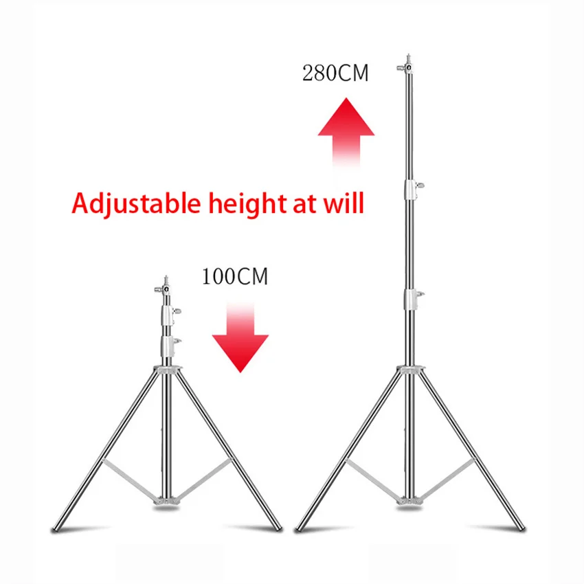 280cm Stainless Steel Tripod Metal Photography Lamp Stand For Ring Light Live Youtube And Photography Softbox