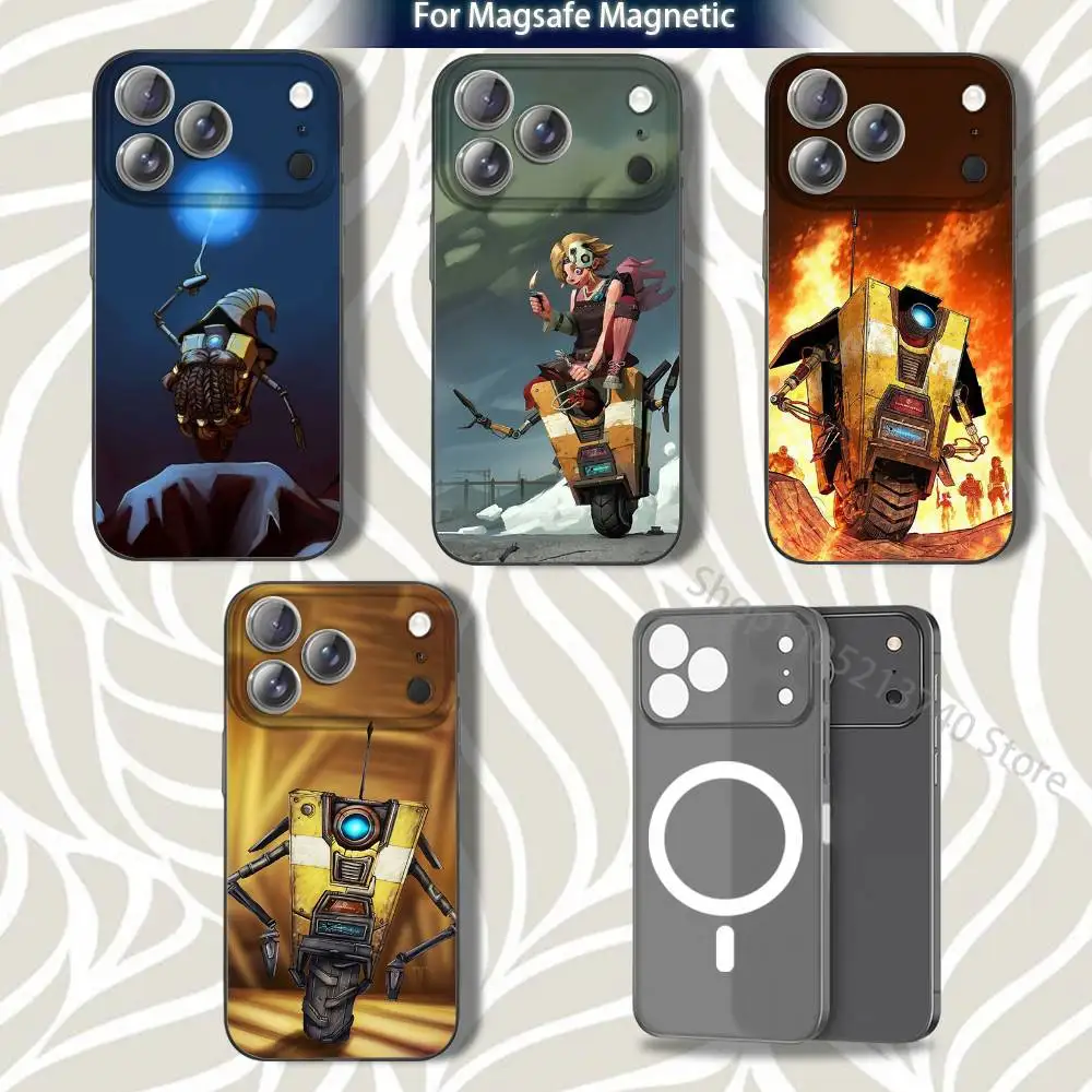 

B-Borderlands C-Claptrap Frosted Phone Case For iPhone 17,12,11,14,13,15,16,Plus,Air,Pro,Max,E,Mini for MagSafe Magnetic Grey