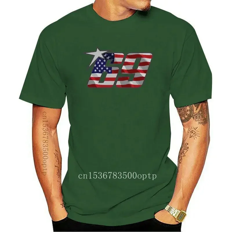 Nicky Hayden 69 Logo USA Flag Men T-Shirt Adult Clothes 100% Cotton Tee Short Sleeve Round Neck Tshirt Men Top 3XL Plus Size