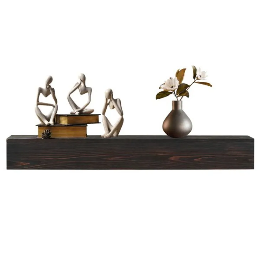 48 Rustic Wood Fireplace Mantel WallMounted Floating Shelf for Home Dr