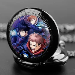 New Quartz Pocket Watch Classic Anime Jujutsu Kaisen Theme Glass Dome Arabic Numerals Pendant Necklace Men Womens Gift