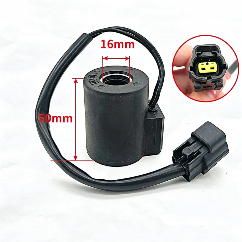 12V Solenoid Valve Coil 16mm X 50mm Aluminum Alloy For Develon DX60 For Excavator For Pilot Hydraulic Manifold Replacement Part
