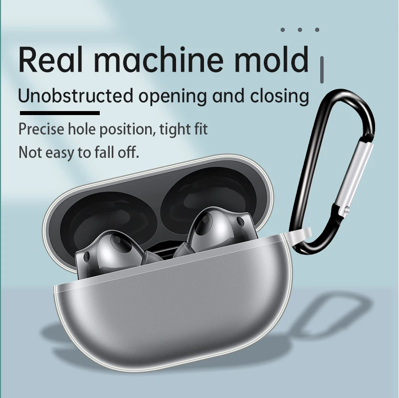 for Huawei Freebuds Pro 2 Case Transparent Clear TPU Protective FreebudsPro2 Earphone Case Shockproof with Hook