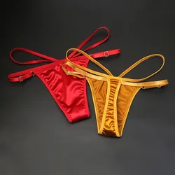 Sexy Women Thongs Double Thin Low Waist Shiny Ladies G-string Breathable Comfortable Female Panties T-Back Intimate Lingerie