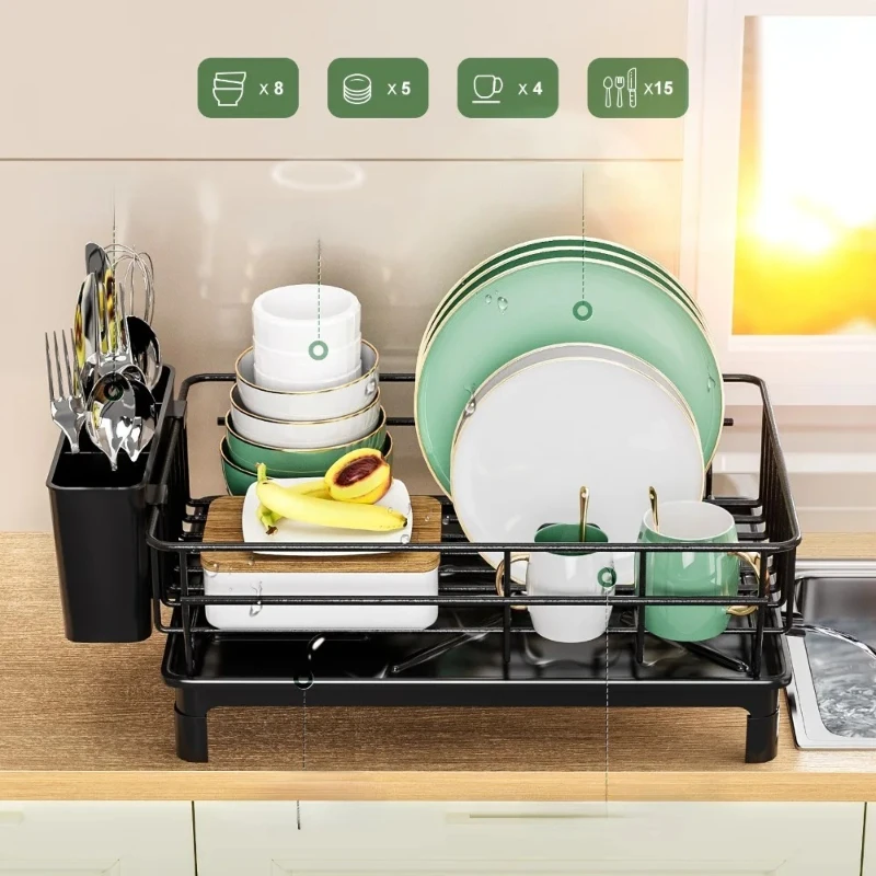 

Iron Multifunction Dish Drying Racks With Holder Drainboard Shelf Storage Spoon Cutlery Drainer Dryer Kitchen Home Accessories