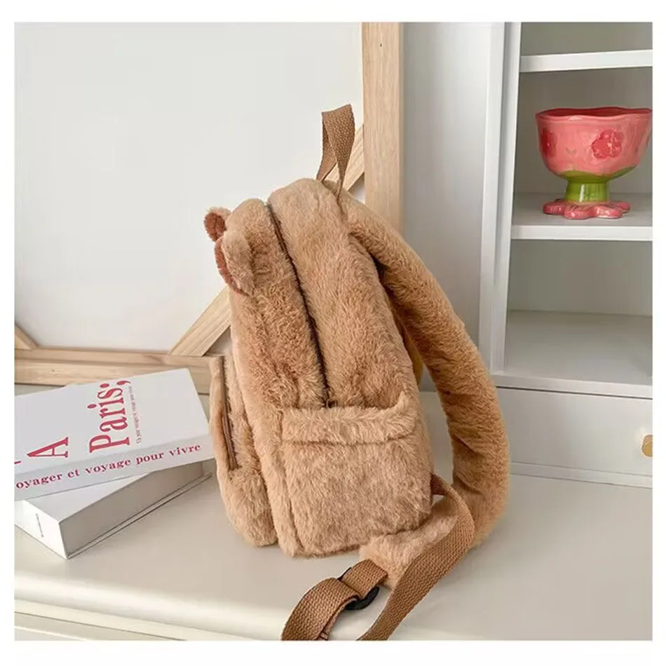 Student School Bag Capibala Plush Capybara Bag Casual All-match Fur Bag Large Capacity Backpack School Bag Mochila