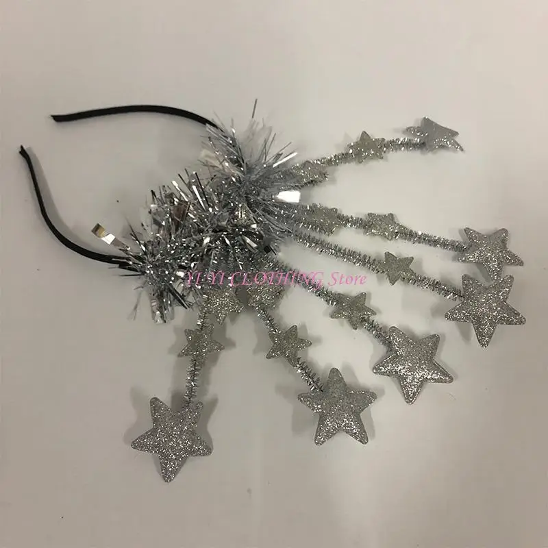N5KF الترتر نجوم عصابات عيد الميلاد بريق بهرج الشعر العصابات رأس السنة الجديدة برو #5