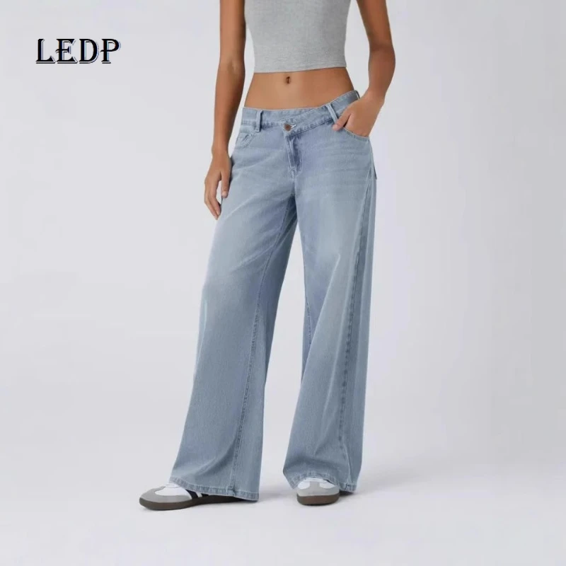 2025 nova alta qualidade solta emagrecimento calças de perna reta europeu americano personalizado de cintura alta jeans de perna reta senhoras