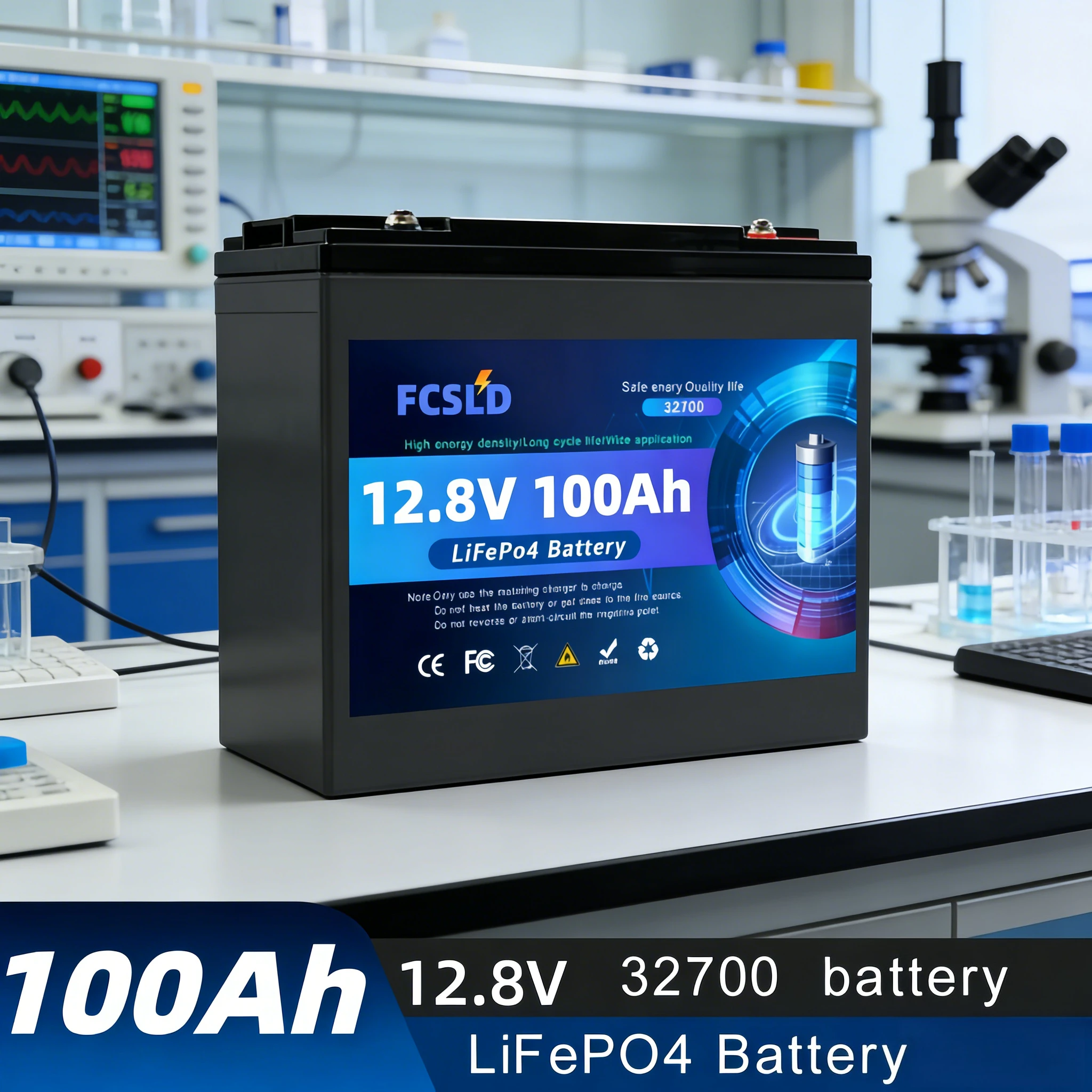 

12.8V 100Ah LiFePO4 Lithium Battery200A BMS 6000+ Cycles Long Life Battery for RV Camper Solar Home Backup Marine Trolling Motor