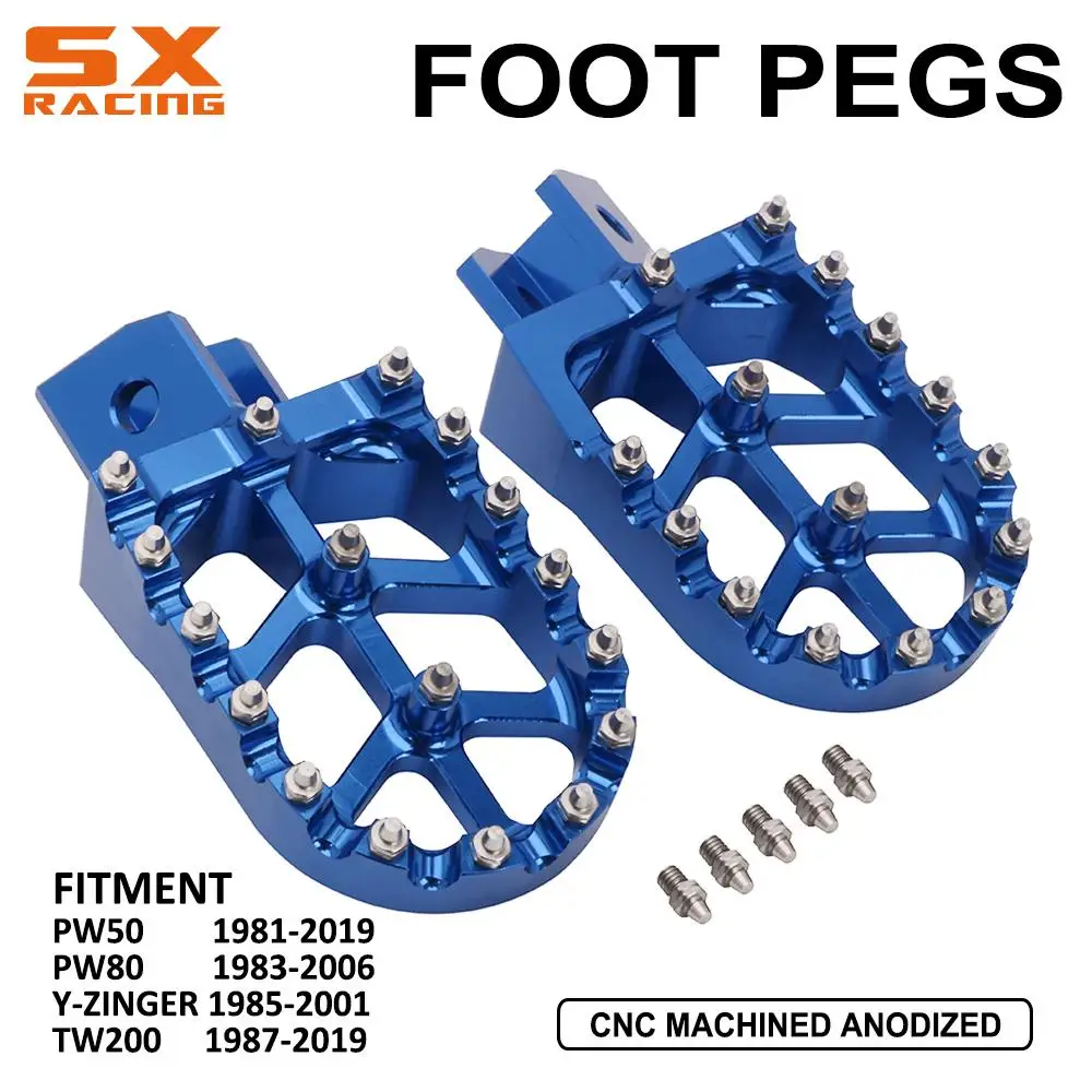 For YAMAHA PW50 1981-2021 PW80 1983-2006 Y-ZINGER 1985-2001 TW200 1987-2021 Motorcycle CNC Aluminum Foot Pegs Pedals Foot Rests