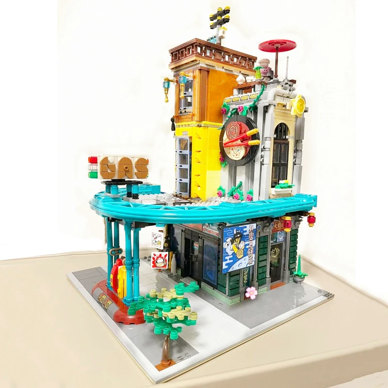 

IN STOCK Gas Station MOC 114840 The City of Lanterns The Monkey King Compatible With 80036 Modular Buildings Blocks Bricks Toys